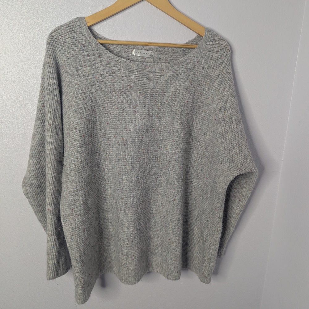 Retrology Speckled Knit Sweater – Gray Multicolor Flecks (2X)